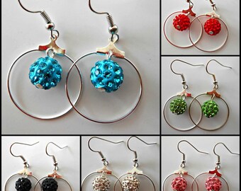 Boucle d'oreille anneau shamballa