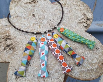 Textile necklace "good my sardine!"