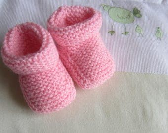 Slippers 1 month 'rose' Moss stitch