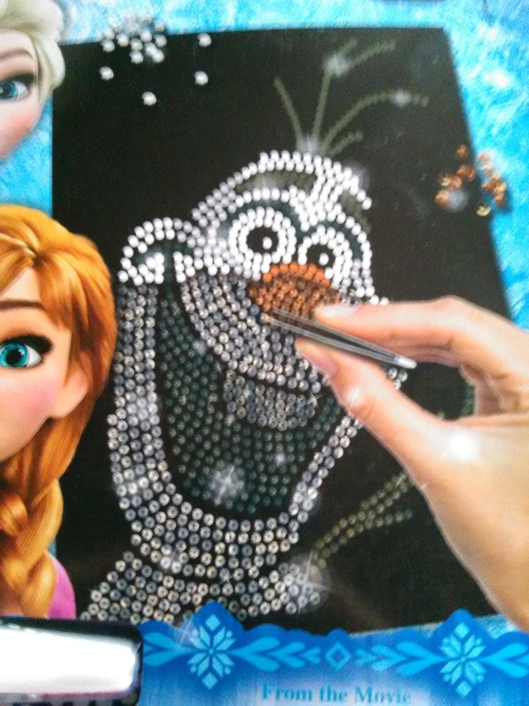 Diamond painting or diamond painting, mosaic, kids disney olaf pattern
