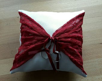 coussin d'alliances 18x18cm beige et Bordeaux