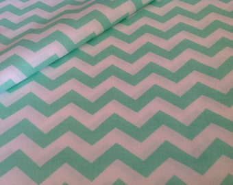 Zig zag print fabric mint green, 100% cotton