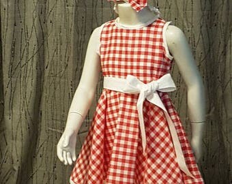 Red and white gingham dress. HAND MADE