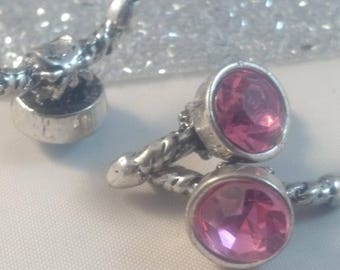 In-between/metal clasp, for buna cord with Rhinestone Crystal ± 21x13mm