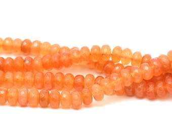 1 strand 39cm stone beads - Orange Jade faceted Rondelle 8x5mm