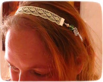 Headband "R'urban style", seafoam, pink, romantic lace, headband, headband, glass