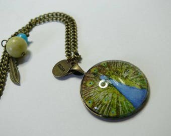 The rain's Peacock - gold brass necklace main image 0