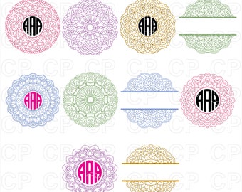 Mandala Circle Monogram SVG Cut Files,Mandala Clipart, Mandala Monogram Frames Cut Files for Cricut, Silhouette Studio_Digital Download