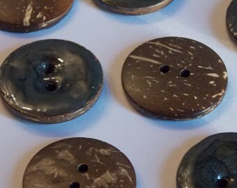 Nice enamel Brown coconut button black two hole 25mm