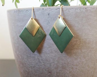 Khaki diamond - jewelry enamel earrings