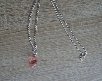 Chain silver necklace with Pearl Pink