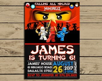 Lego Ninjago Invitation * Lego Ninjago Movie Birthday Invite * Lego Ninjago Birthday Party Chalkboard Invitations * Personalized * YOU PRINT