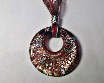 Necklace Murano style glass pendant.