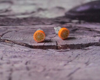 Orange stud earrings. jewel