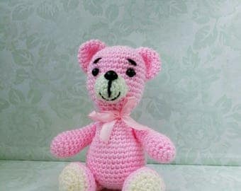 Crochet teddy bear toy, amigurumi, pink bear,crochet toy