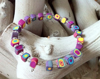 Bracelet multicolored adult polymer clay