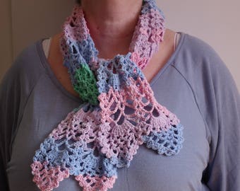 Cherry: beautiful crochet cotton spring scarf