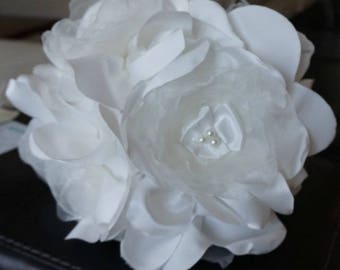 Satin and organza flower bridal bouquet