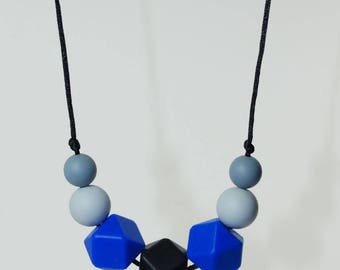 Teething necklace Royal Blue silicone beads