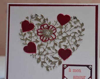 Engraved heart Valentine card