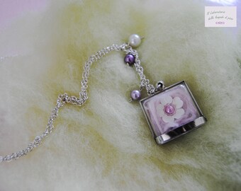 Necklace "cotton candy" with plexiglass pendant