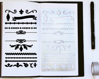 Borders Planner Stencil,Divider Stencil,Planner Stencil,Bullet Journal Stencil,Flower Planner,Travelers Notebook Stencil,Fleur de Lies
