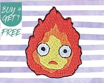 Calcifer Patch Flame Patches Iron On Patch Embroidered Patch Bacon Anime