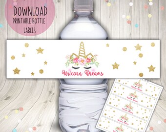 Unicorn water bottle labels,Unicorn party props, Unicorn party, Unicorn water bottle, Unicorn invitation, unicorn birthday, Unicorn decor