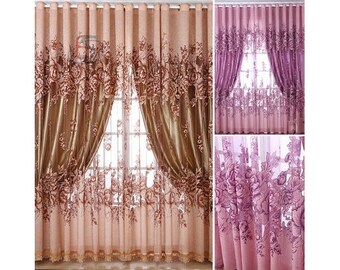 Moderne haut de gamme rideaux voilage Tulle fenêtre salle de séjour rideaux opaques personnalisé