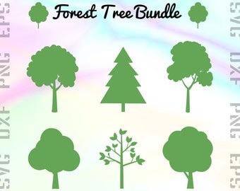 Forest Tree SVG Bundle, Tree Clipart Png Files, Tree Cut Files for Cutting Machines like Cricut or Silhouette, Svg, Dxf, Png, Eps Formats