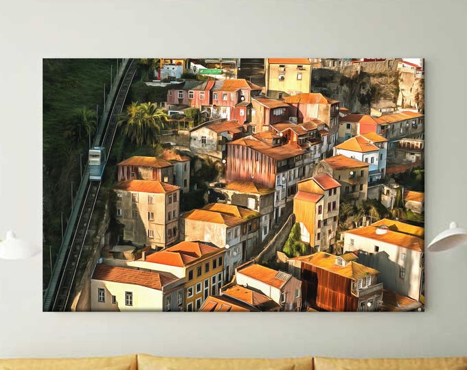 Porto Portugal canvas, Portugal painting, Portugal print, Large art print, Interior decor, Wall decor, Gift for her, Wall decor, Gift