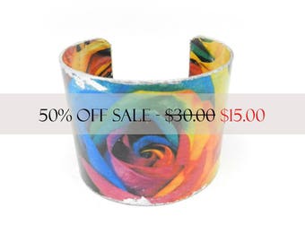 Bohemian Bracelet, Cuff Bracelet, Bracelet Cuff, Art Cuff, Decoupage Bracelet Cuff, Wide Cuff, Art Jewelry, Artisan Made by Durango Rose