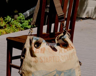 Red Rose Pig Starter - Piglets! - Open Tote - Americana OOAK Canvas & Leather Tote... Selina Vaughan Studios