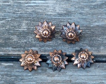 Vintage Antique old French bronze colored tapissier nails /Head nails /set of 5