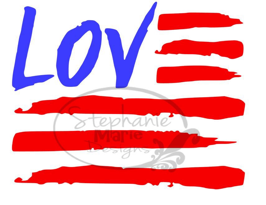 Download Love Flag 4th of July SVG Cut File for use with Silhouette