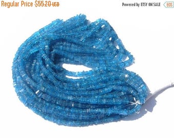 50% Off Sale 16 Inches Finest Quality Natural Neon Blue Apatite Square Heishi Cut Beads Size 4 - 5,5mm approx
