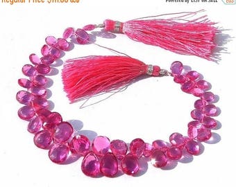 50% Off Sale Full 8 Inches -- Outrageous AAA Rubelite Pink Quartz Faceted Pear Briolettes Size -11x7- 12x8mm approx