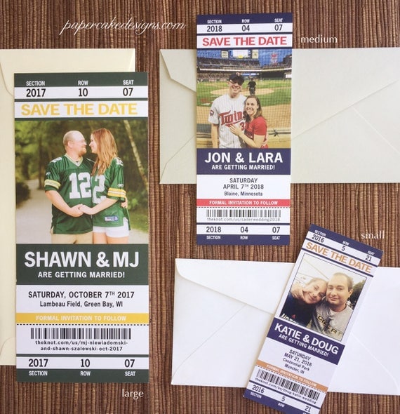 Sport Ticket Wedding Save the Date or Invitation / football