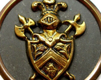 XL Antique Heraldry Button, Medieval Armour & Weapons 1.25".