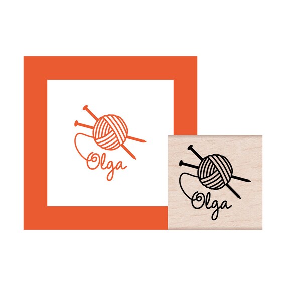 Knitting Personalized Rubber Stamp