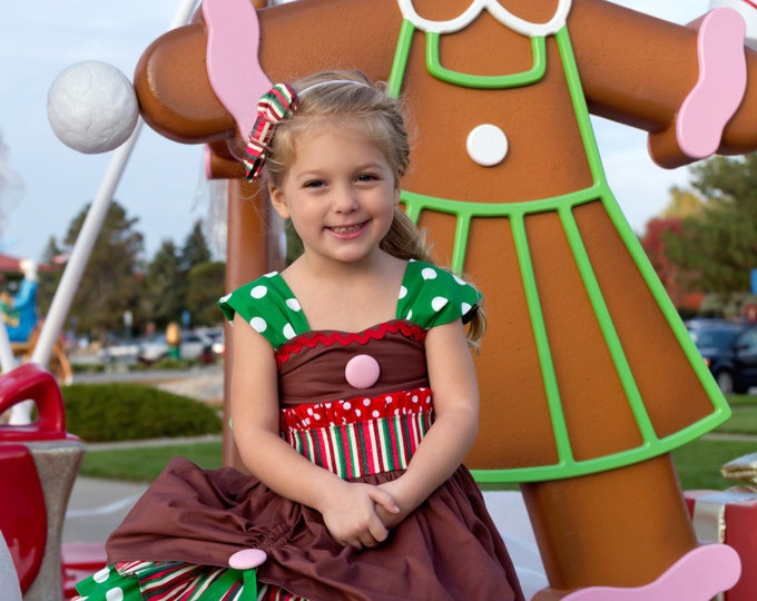 Christmas Dress - Gingerbread Dress - Gingerbread Costume - Girls Costume - Toddler Christmas - Holiday Dress - Party Dress - 6 mo to 8 yrs