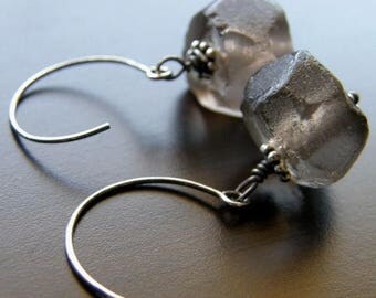 Summer Sale 20% Off Brown Recycled Glass Earrings, Eco Friendly Earrings - Night Sky