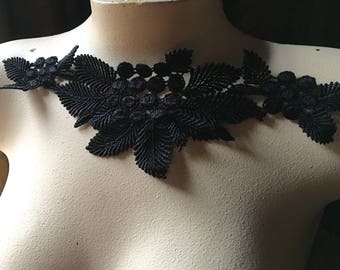 BLACK Lace Applique for Lyrical Dance, Bridal, Jewelry or Costume Design BLA 111