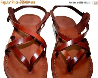 15% OFF Brown Mix Leather Sandals For Men & Women - Handmade Unisex Sandals, Flip Flop Sandals, Jesus Sandals, Genuine Leather Sandals