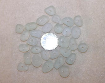 Awesome Center Drilled beachglass babies in Seafoam shades 30 pieces ZY001