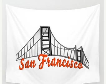 ON SALE San Francisco Wall Tapestry Hanging, California Tapestry Home Decor, Indoor Outdoor Tapestry, Dorm Room Tapestry for Boy's or Girl's