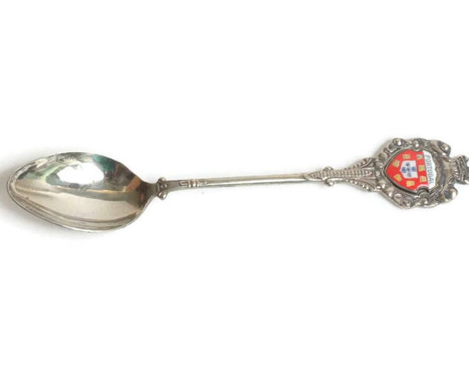 Portugal Collectors Spoon Coat of Arms Crown Finial Silver Plate Demi Tasse