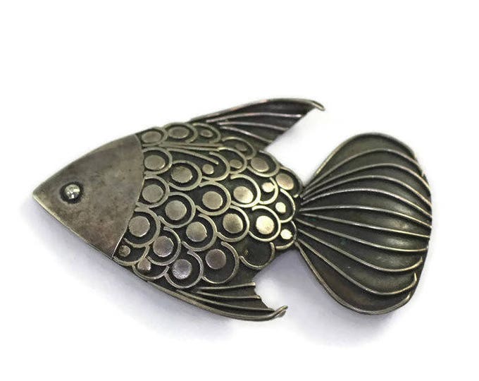 Sterling Fish Brooch Dimensional Marine Life Sea Life Ocean Life Vintage