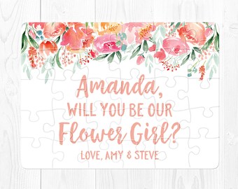 Will You Be My Flower Girl Puzzle Flower Girl Gift Proposal Flower Girl Proposal Flower Girl Card Peach Flower Girl Puzzle Proposal Pink