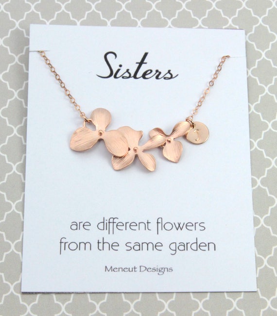 Personalized Sisters Flower Necklace Bridal Gift for Sisters